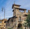 Architectural details of buildings of  Coppede quarter in modern-liberty style in Rome, Italy