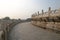 Architectural details of China Temple of Heaven complex in smog