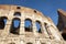 Architectural details of the facade of the Colosseum Coliseum or Flavian Amphitheatre, ancient Roman amphitheater Rome, Italy