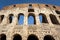 Architectural details of the facade of the Colosseum Coliseum or Flavian Amphitheatre, ancient Roman amphitheater Rome, Italy