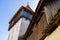 Architectural details of medieval church. View of fortified church of Viscri, UNESCO heritage site in Transylvania. Romania, 2021