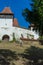 Architectural details of medieval church. View of fortified church of Viscri, UNESCO heritage site in Transylvania. Romania, 2021