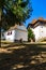 Architectural details of medieval church. View of fortified church of Viscri, UNESCO heritage site in Transylvania. Romania, 2021