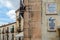 Architectural details, street signs in the medieval town of Sepulveda, Spain