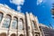 Architectural details of the Vigado Concert Hall on the embankment of the Danube River in Budapest, Hungary