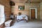 Architectural and Ethnographic Museum. The interior of an old Russian peasant hut with household items