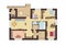 Architectural floor plan of a house. Drawing of the cottage with furniture arrangement. One-storey building. Vector