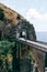 Architectural landmark, stone bridge. A view of the Fiordo of Furore in Amalfi coast, Travel and vacation concept. Summer day.