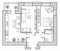 Architectural layout of the house. Floor plan in top view with furniture placement. Icon set view from above. Vector