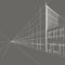 Architectural linear concept sketch street in perspective gray background