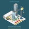 Architectural plan flat 3d isometric vector: skyscraper building