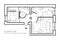 Architectural plan of a house. Layout of the apartment top view with the furniture in the drawing view. With bathroom living room