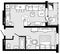 Architectural plan of studio apartment. Small house top view. Floor plan with furniture placement. Vector.