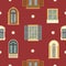 Architectural Seamless Pattern with Vintage Windows