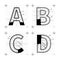 Architectural sketches of A B C D letters. Blueprint style font.