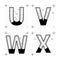 Architectural sketches of U V W X letters. Blueprint style font.