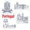 Architectural travel landmarks of Portugal icon