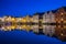 Architecture of Alesund town at night