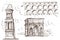 Architecture of ancient rome sketch arch viaduct bridge tower bell tower