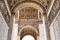 Architecture of the Arch of Triumph or Arc de Triomphe, Champs-Elysees in Paris, France