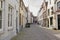 Architecture of bicked street of Brugge town in Begium