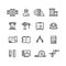 Architecture, building planning, house construction line vector icons set