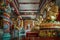 Architecture of chinese-style temple and Buddha images inside Wihan Thep Sathit Phra Ki Ti Chaloem