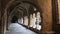 Architecture of cloister in courtyard of Monastery of Santa Maria de Vallbona, Urgell, Catalonia, Spain