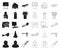 Architecture and construction black,outline icons in set collection for design. Architect and equipment vector symbol