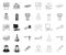 Architecture and construction mono,outline icons in set collection for design. Architect and equipment vector symbol