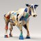 Architecture Cow 3d: A Bold And Chromatic Sculpture In Digital Constructivism Style