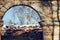 architecture detail brick wall sunlight blue sky tree snow cold