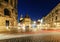 Architecture Dresden with light trails in the evening. Germany.