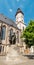 Architecture and Facade of St. Thomas Church Thomaskirche in Leipzig, Germany. Travel tourist and religious