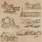 Architecture, Famous places - Hand drawn vectors