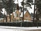 Architecture of houses built of wood, snowy, resort city of Jurmala. Latvia, spring 2018