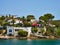 Architecture of houses on the coast of the port of Mahon