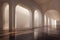 Architecture interior background empty arched pass. Generative AI illustration