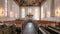 Architecture of Interior windows with prayer bench of Oslo Cathedral, Oslo Domkirke, Formerly our Savior\'s church is the main