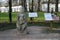 Architecture of Kolomenskoye park. Polovtsian woman stone statue