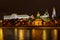 Architecture of Moscow Kremlin with illumination. Night landscape of Moscow historical center