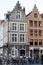 Architecture of narrow bicked street of Brugge