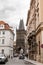The architecture of the old city of Prague. Gunpowder Tower