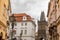 The architecture of the old city of Prague. Gunpowder Tower