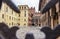 The architecture of the old part of the city of Verona in Italy. The Via delle Fogge street