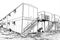 Architecture sketch of Portable house and office cabins. small temporary houses