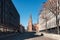 Architecture St.Olav church religious building in downtown with blue sky on the street