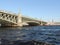 Architecture steel bridge over the river summer