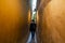 The architecture of the strago city of Prague. The narrowest street in Europe. The passage between buildings for one person,