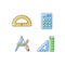 Architecture student tools RGB color icons set